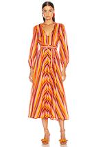Zimmermann Goldie Rainbow Plunge Dress In Orange,stripes