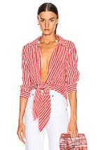 Adriana Degreas Front Knot Shirt In Red,stripes
