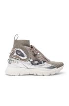 Valentino Heroes Her Embellished High Top Sneakers In Metallics