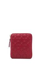 Comme Des Garcons Clover Embossed Zip Fold Wallet In Red,geometric Print