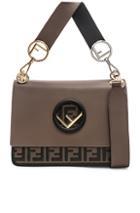 Fendi Two Tone Logo Shoulder Bag In Brown