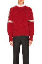 Thom Browne Mohair Tweed Classic Crewneck Pullover In Abstract,red