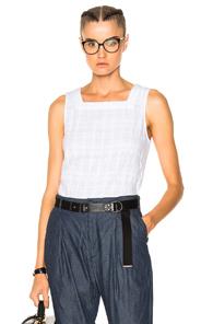 Engineered Garments Horizontal Jacquard Square Neck Top In White