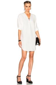 Alexander Wang Barbell Pierced V Neck Dress In White