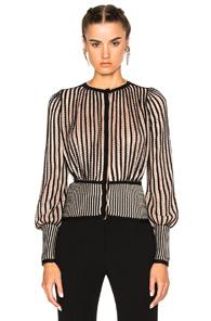 Alexander Mcqueen Cardigan Sweater In Black,neutrals,stripes,metallics