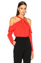 Proenza Schouler Satin Back Off Shoulder Top In Red
