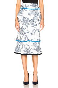 Roland Mouret Vivian Palm Fils Coupe Skirt In White,floral