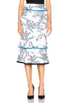 Roland Mouret Vivian Palm Fils Coupe Skirt In White,floral