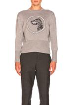 Thom Browne Crew Neck Pullover With Hector Browne Embroidery In Gray