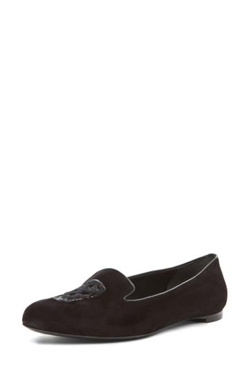 Alexander Mcqueen Suede Slipper In Black