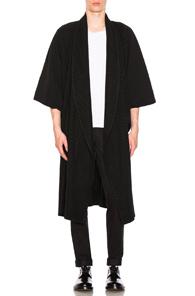 Issey Miyake Homme Plisse Wrap Coat In Black