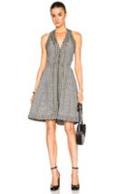 Isa Arfen Zip Up Halter Dress In Black,checkered & Plaid