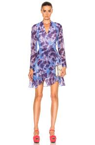 Carven Floral Long Sleeve Dress In Floral,purple