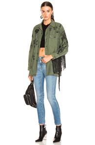 R13 Embroidered Surplus Fringe Shirt In Green