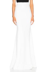 Roland Mouret Aries Double Wool Crepe Skirt In White