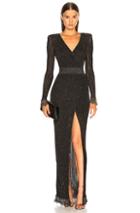 Balmain Lurex Rib Knit Maxi Wrap Dress In Black