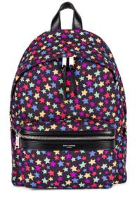 Saint Laurent Star Mini City Backpack In Black,pink,stars