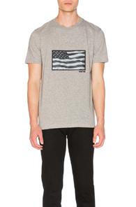 Givenchy Cuban Fit American Flag Print Tee In Gray