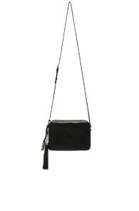 Saint Laurent Medium Logo Embossed Lou Satchel In Black