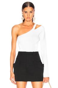 Nicholas Compact Asymmetrical Bodysuit In White