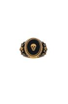 Alexander Mcqueen Enamel Signet Ring In Metallics
