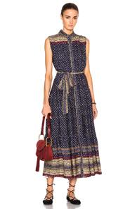 Sea Belted Midnight Border Dress In Blue,abstract