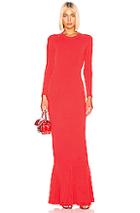 Brandon Maxwell Long Sleeve Knit Gown In Red