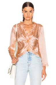 Rixo Monica Top In Orange,polka Dots