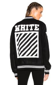 Off-white Brushed Diagonals Varsity Bomber Jacket In Black