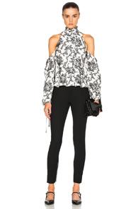Erdem Azalea Top In Black,white,floral