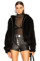Helmut Lang Hooded Faux Mink Bomber Jacket In Black