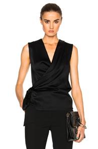 Victoria Beckham Satin Back Crepe Draped Blouse In Black