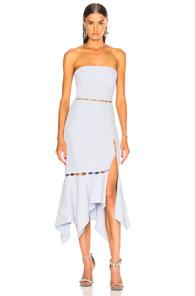 Jonathan Simkhai Stapled Strapless Side Slit Dress In Purple