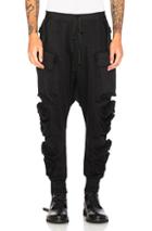 Unravel Terry Parachutes Cargo Pants In Black