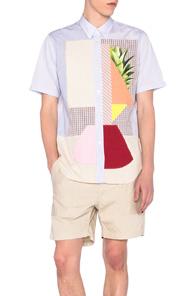 Junya Watanabe Multi Fabric Mix Shirt In Blue,stripes