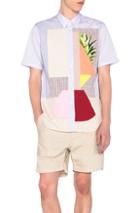 Junya Watanabe Multi Fabric Mix Shirt In Blue,stripes