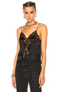 Alexander Wang Button Down Cami Lace Top In Black