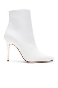 Manolo Blahnik Leather Insopo 105 Booties In White