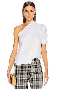 Monse Upside Down One Shoulder Sweater In White