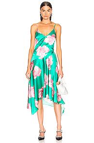 Fleur Du Mal Handkerchief Dress In Green,floral,pink