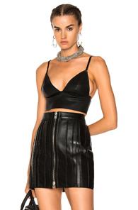T By Alexander Wang Leather Bralette In Black