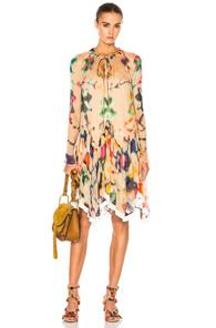 Chloe Technicolor Ink Blot Print Dress In Ombre & Tie Dye,neutrals,abstract