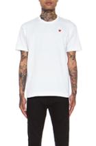 Comme Des Garcons Play Small Red Emblem Cotton Tee In White