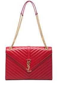 Saint Laurent Large Monogramme Chain Bag In Red