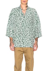 Haider Ackermann Short Sleeve Shirt In Abstract,green,white