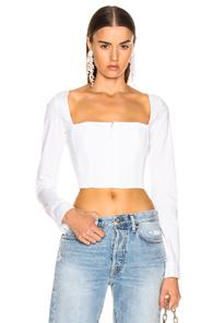 Fleur Du Mal Straight Neck Long Sleeve Top In White
