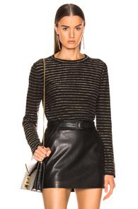 Saint Laurent Crew Neck Sweater In Black,stripes