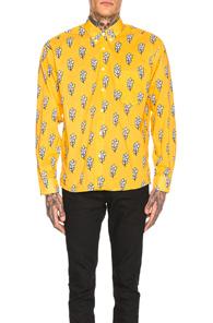 Jacquemus Long Sleeve Printed Shirt In Orange,tropical