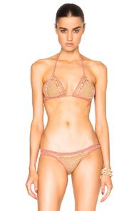 She Made Me Mihira Sliding Triangle Bikini Top In Neutrals,pink