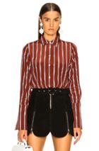 Frame Long Cuff Pj Top In Brown,stripes